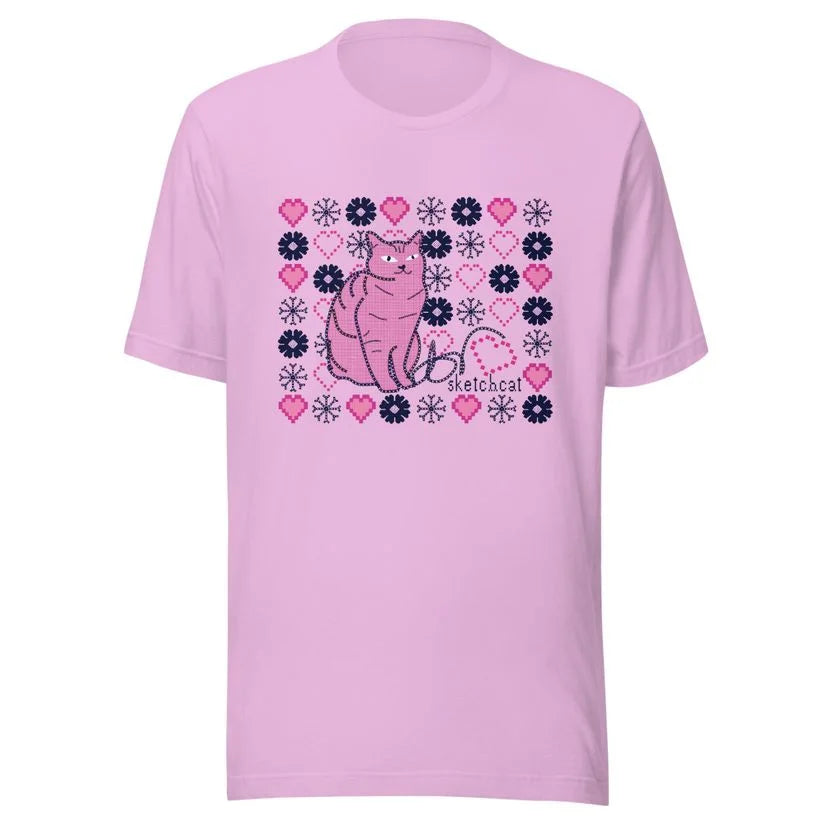 Snowflake heart cat t-shirt